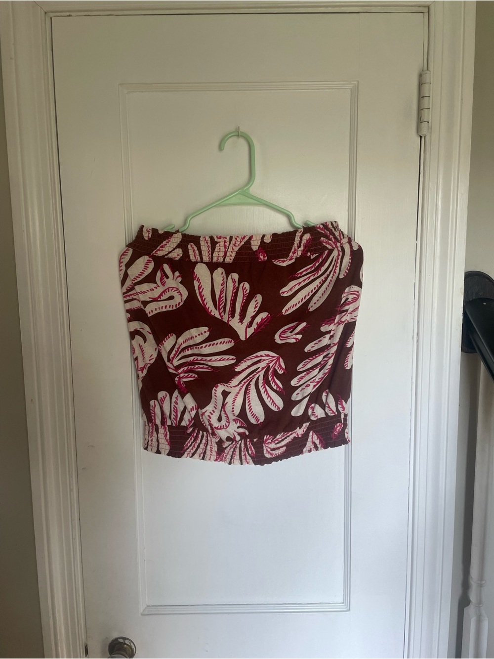 NWT Anthropologie strapless smocked brown floral print bubble top Sz Medium